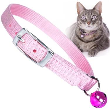 Imagem de Jeffers Coleira de nylon ajustável para gatos com sino – seção de segurança elástica, 9,5 cm de largura, serve para gatinhos e gatos, compatível com rastreador GPS, Airtag, crachá – Coleiras para