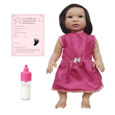 Imagem de Kit Boneca Baby Pietra Tipo Reborn Infantil Mamadeira Certidão - Sid N
