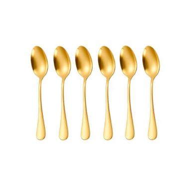 Imagem de Colher de Mesa Dourada Ouro Talher Aço Inox Buffet Jogo 6un - CASACHA