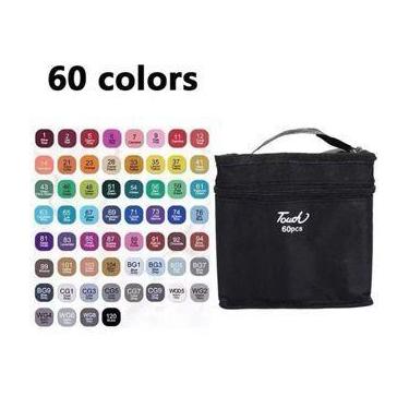 Imagem de Caneta Marcadora 48.60.80.120 peças De Ponta Dupla Conjunto De Canetin