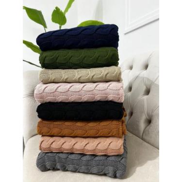 Imagem de Kit Peseira Decorativa Tricot Trança Cama King + 2 Capas - Calu Tricot