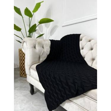 Imagem de Kit Peseira Decorativa Tricot Trança Cama King + 2 Capas - Calu Tricot