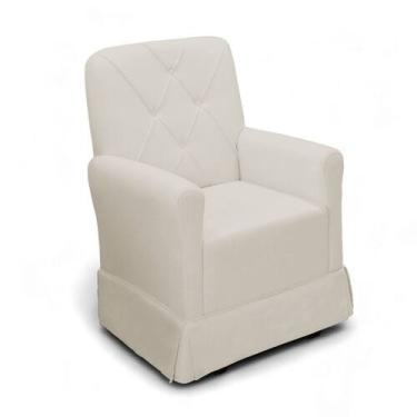 Imagem de Poltrona de Amamentação Balanço com Puff Serena Veludo Bege - Loja She