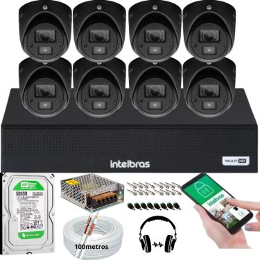 Imagem de Kit Cftv 8 Cameras Segurança Intelbras vhd 3220 C/ Audio Microfone Full Hd Dvr Mhdx 8ch + hd 500GB