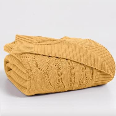 Imagem de Manta Peseira para Cama Queen Tricot Realeza Elegante (Ouro)