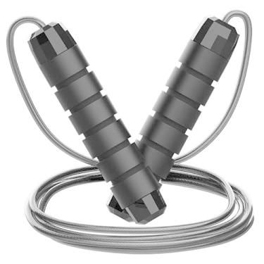 Imagem de Corda de pular, cabo de aço ajustável, corda de pular de velocidade rápida com rolamentos de esferas e alças de espuma, para fitness, treino em casa, mulheres, homens