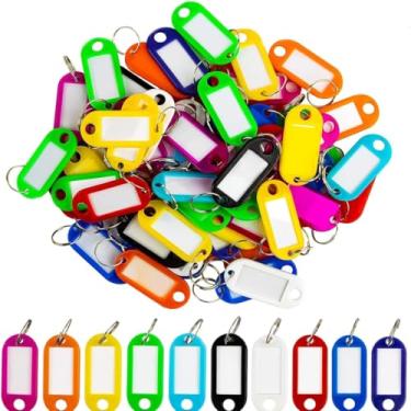 Imagem de 50 peças de chaveiro, identificadores, nomes e etiquetas se adaptam à unidade USB, sacos para animais de estimação, janela de anel dividido