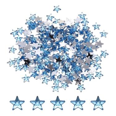 Imagem de Generic 200 peças de strass de estrela acrílica 8 x 8 mm pedras de plástico com costas planas para artesanato com contas de pintura facial, fabricação de bijuterias, azul água