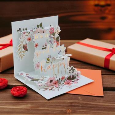 Imagem de 1 peça cartão de felicitações diário felicidade cartão de papel cores sortidas 19,5 x 14,5 x 1 cm