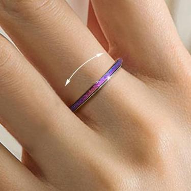 Imagem de Anéis Fidget para mulheres e homens – Anel giratório de aço inoxidável de 2 mm com purpurina, jateamento de areia, joia de ansiedade para promessa de casamento, aço inoxidável, Sem pedra preciosa