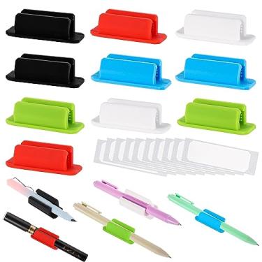 Imagem de 10 clipes adesivos de silicone para caneta com 10 adesivos extras, conjunto de suporte de caneta, suporte de marcador para mesa e outras superfícies planas, suporte de lápis para escritório, casa