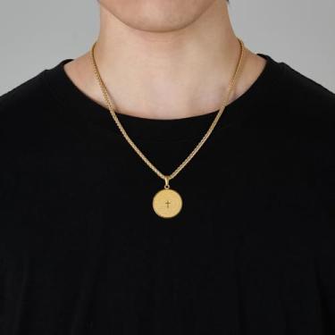 Imagem de Colares de cruz masculinos com pingente de cruz de aço inoxidável, acessórios religiosos, joias religiosas, One Size, Aço inoxidável, Sem Pedra Preciosa