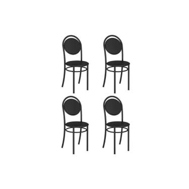 Imagem de Kit 4 Cadeiras De Cozinha 190 Aço 4 Uni Preto-courano Preto - Carraro