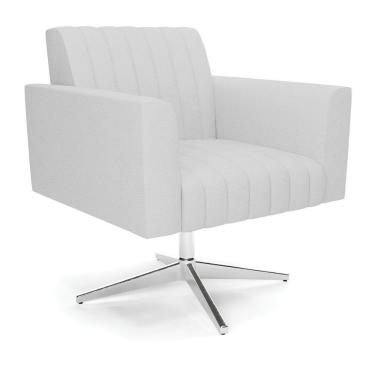 Imagem de Poltrona Giratória Viena Gomada Linho Cinza A05 Base Cromada - D'rossi