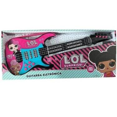 Imagem de Guitarra Infantil Eletronica Lol Candide 9820, Rosa e Azul, Lol