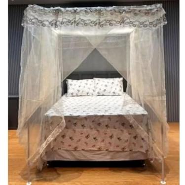 Imagem de Mosquiteiro com Armação Casal/Box/Queen – Luxo, Elegância e Proteção Contra Mosquitos(Beje claro)