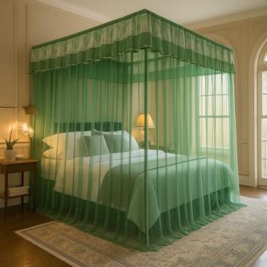 Imagem de Mosquiteiro Palácio Cortinado Casal/Queen – Renda Importada Volta ao Mundo, Anti-Mosquito, 2,00m comprimento(2 unidades,verde)