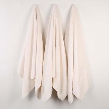 Imagem de Superior Conjunto de 3 toalhas de banho 100% algodão orgânico, uso diário para banheiro, banheiro de hóspedes, secagem rápida, spa, toalhas de resort, absorventes, essenciais para casa, toalhas de