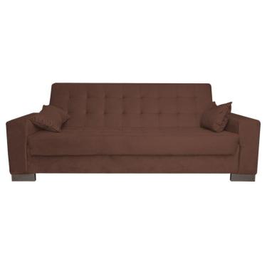Imagem de Sofá Cama 2 Lugares para Sala de Estar Lisboa Suede Marrom