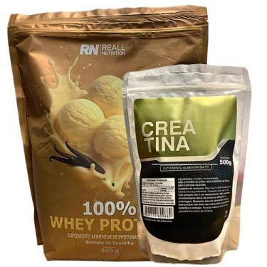 Imagem de Kit Suplemento Whey 100% Puro + Creatina Monohidratada 500g - Reall Nu