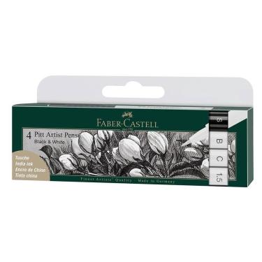 Imagem de Caneta artística Pitt 1.5/C/B/S c/ 4 unid Faber-Castell