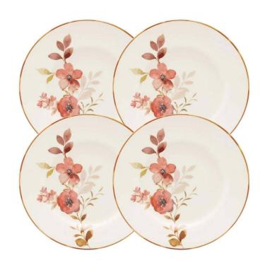 Imagem de Jogo De Pratos Rasos Jantar Kit 4 Peças 26Cm Chá Das 5 Biona