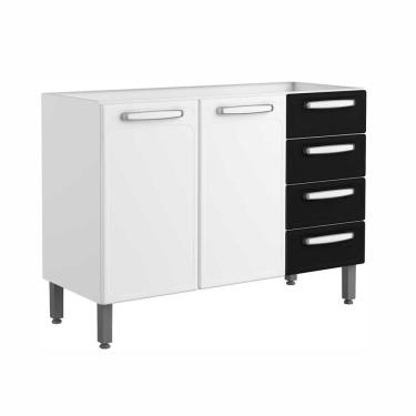 Imagem de Balcão De Aço 2 Portas 4 Gavetas Preto Evidence Bertolini Branco/preto