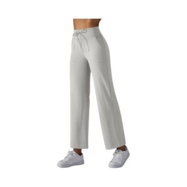 Imagem de Calça Feminina Cintura Alta e Perna Larga - Soltinha, com Bolsos, para