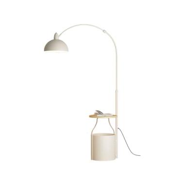 Imagem de Luminária de chão Candeeiro de pé com prateleiras, candeeiros modernos meados do século, mesa final candeeiro anexado para sala estar e quarto(Branco)