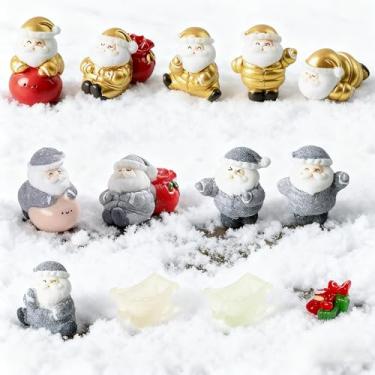 Imagem de XFGSYXS Conjunto de 13 bonecos de Natal em miniatura, mini ornamentos de resina, boneco de neve, árvore de Natal, Snata Claus, cervo para globo de neve, kit faça você mesmo, decoração de vila de Natal