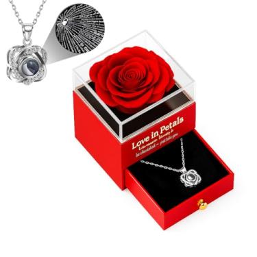 Imagem de Presentes para mulheres rosas preservadas flores eternas com caixa de presente rosas eternas para entrega presentes de aniversário para avó esposa irmã aniversário de Natal rosas eternas (vermelho)
