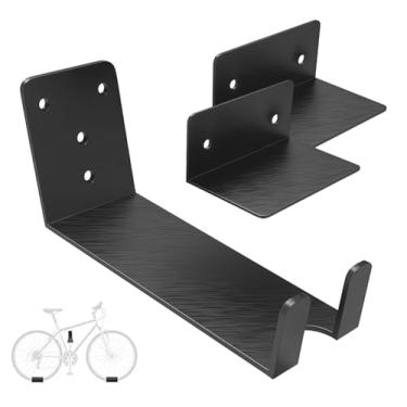 Imagem de Lohfgf Suporte de parede para pedal de bicicleta, suporte de bicicleta horizontal resistente para parede de garagem, cabides verticais de parede de bicicleta, suporte de exibição de bicicleta