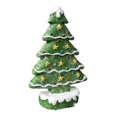 Imagem de MotiveTech Mini árvore de Natal de resina, enfeite de mesa compacto de 15 cm de altura, verde.