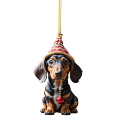 Imagem de Enfeite de Natal 2025, enfeite de árvore de Natal engraçado para cães, decorações de Natal de dachshund, ideia de presente para amantes de cães, decoração de Natal, ornamentos de dachshund para