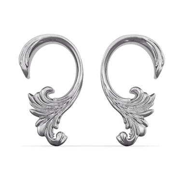 Imagem de PUNKYOUTH 1 par de túneis góticos de calibre de sela para orelhas esticadas – joia de alargador duplo barroco onda oceano para mulheres homens presente alternativo 0g – 25 mm, 12mm (1/2 in), Metal