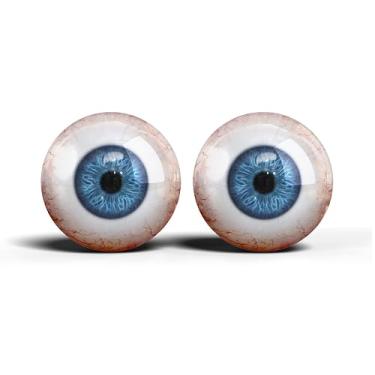 Imagem de Olhos de artesanato de vidro realistas de 2,5 cm, design de íris humana azul e cinza, conjunto de 2 peças, suprimentos para taxidermia e fabricação de bonecas - ONE POLEGADAS 25 mm (88-2-25)