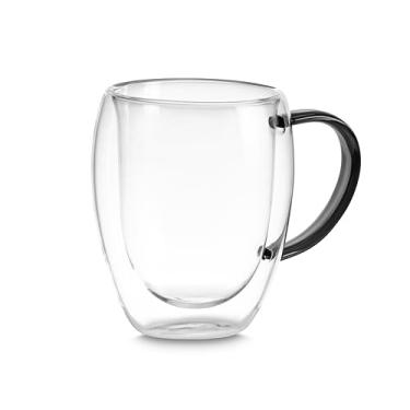 Imagem de Kit 2 Xícaras em Vidro Borossilicato, Parede Dupla, 350ml, Transparente, 11,5 x 7,6 cm, para Bebidas Quentes e Frias