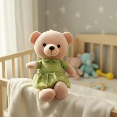 Imagem de Urso de Pelúcia Antialérgico para Bebê, Ursinho Macio e Fofo, Material Hipoalergênico, Bichinho Pelucia Brinquedo Infantil (VERDE)