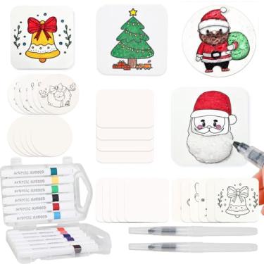 Imagem de TLYITU 40 Pcs Christmas Magic Foam Texture Painting Kit – Magical 3D DIY Bubble Drawing Sponge Art Set with 12 Acrylic Paint Pens, Texture Paper & Brushes – Foam Painting Kit for Kids, Adults