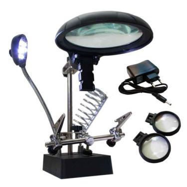 Imagem de Suporte P/ Ferro Solda Lupa Led Articulável Com Garras - FEITO MÉDIA