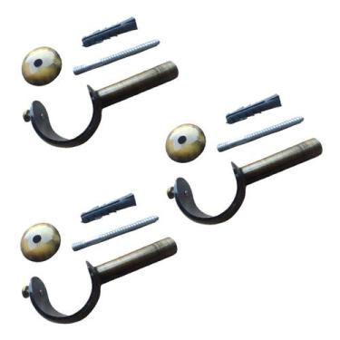 Imagem de Kit 3 Suporte parede Para Varão de cortina 28mm em aluminio - Gaks, Ou