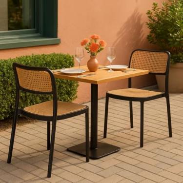 Imagem de Kit 2 Cadeiras Barcelona Positano em Polipropileno Bege/Preta – Design Moderno, Leve e Empilhável para Cozinha, Varanda e Sala de Jantar