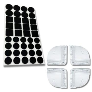 Imagem de Kit 4 Protetores de Quina + 40 Feltros Adesivos Antirrisco – Proteção para Crianças e Móveis