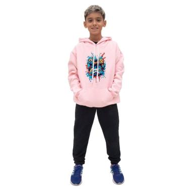 Imagem de Kit Conjunto de Moletom Canguru Com Capuz Ajustavel Menino Estampa Video Game Calça de Frio