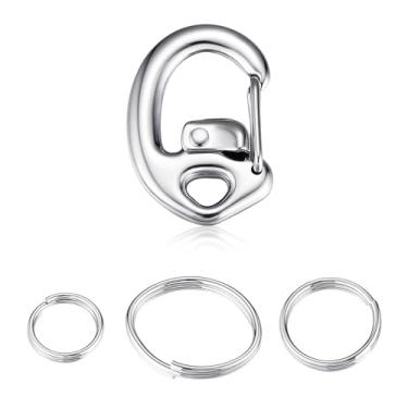 Imagem de Leash King Clipes rápidos Fliplock Pet Tag - Clipes de coleira de gato e cachorro para etiquetas de identificação - Suporte seguro para coleira de animal de estimação - Conjunto de anéis de etiqueta