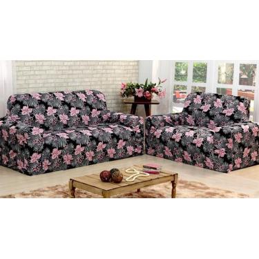Imagem de Kit 2 Pçs Capa Protetora de Sofá Padrão 2 e 3 Lugares Adere Estampado 
