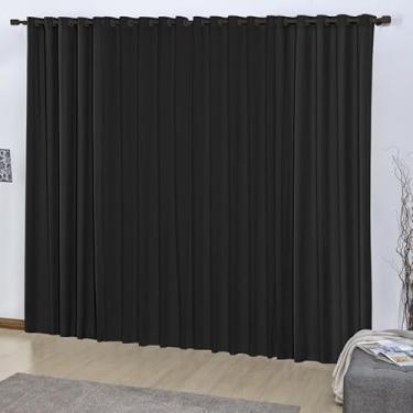 Imagem de Cortina Oxford Premium, 2,00m x 1,50m, 100% Poliéster, com Ilhós, Tecido Duplo, para Sala e Quarto, Moderna (Preto)