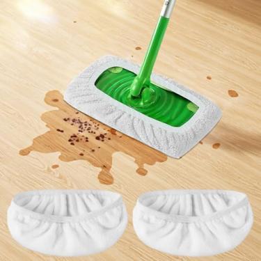 Imagem de 4 almofadas de esfregão reutilizáveis de microfibra, substituição de esfregão, panos molhados para almofadas de limpeza de piso de superfície, branco