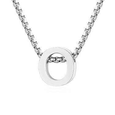 Imagem de VULETO Colar com letra A-Z com inicial A-Z, presente para meninos e homens, pingente de letra de aço inoxidável, dia dos namorados, joias de aniversário, ideias de presentes para adolescentes e