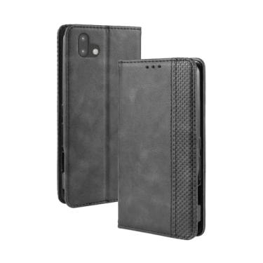 Imagem de Capa para Fujitsu Arrows J,Retro Flip magnético,Caso de telefone de couro PU,Design de carteira com 3 slots de cartão e 1 clipe de dinheiro -Black